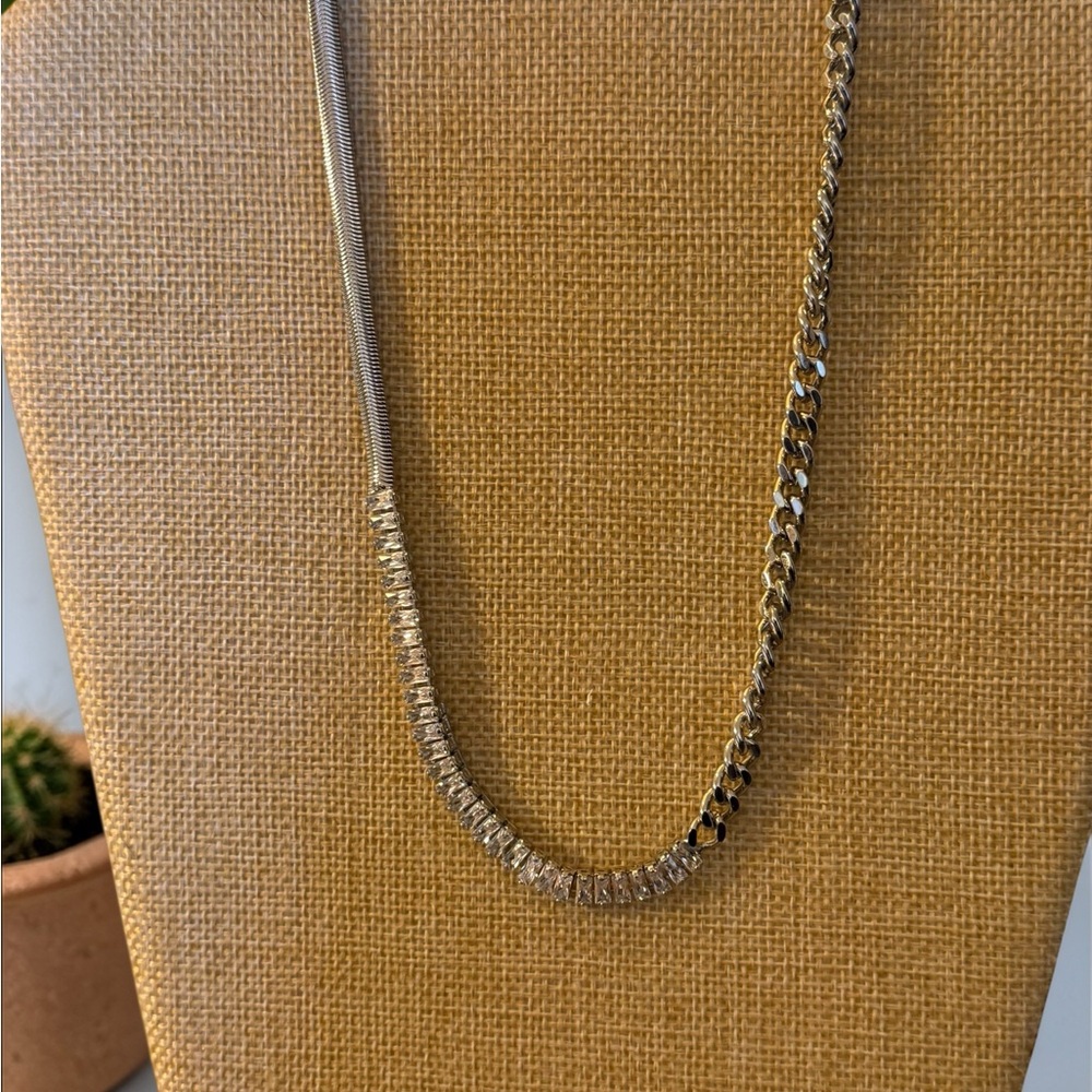 Mixed-Silver Chain Necklace with Beaded Accent - Women Jewelry